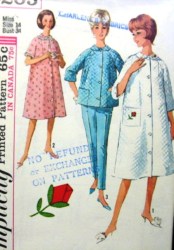 5205 Simplicity 1960S BUTTON ROBE, PANTS, TOP APPLIQUE PATTERN  20 40'' B or 14 choice